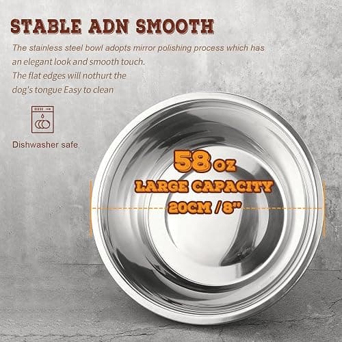 Flodomix Elevated Dog Bowls, Metal Raised Dog Bowl Stand with 2 Thick 58oz Stainless Steel Food Bowls & Non-Slip Mat - 11.8" Tall for Medium/Large Breeds thumbnail 5