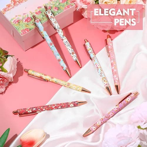 Sherr 7 Pcs Fancy Pens for Women Cute Sparkly Glitter Pens with 10 Pcs Black Ink Refills Pretty Gifts for Girls Office School Christmas Graduation(Floral) thumbnail 4