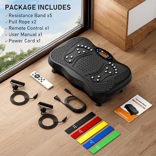 GLYLF Vibration Plate Exercise Machine, 130 Levels Full Body Workout Vibrating Plate for Lymphatic Drainage Weight Loss, 450 Lbs Capacity Shake Platform with Resistance Bands Bluetooth for Women Men thumbnail 8