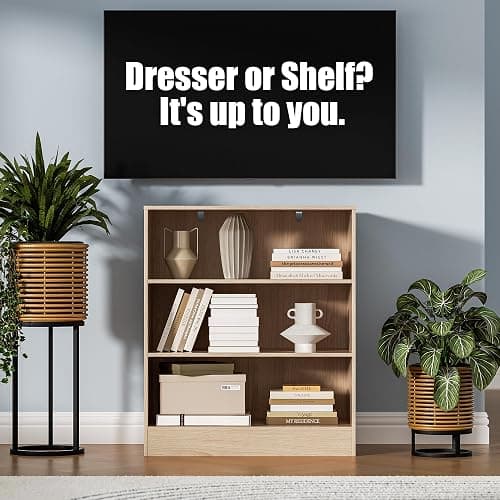 Housoul 3 Drawers Dresser for Bedroom, Fabric PU Drawer with Wood Frame, Large Organizer, Small Dresser with Drawer, Chest of Drawers for Closet, Living Room,Hallway,Oak and White thumbnail 6
