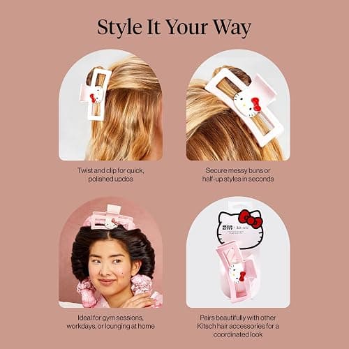 Hello Kitty x Kitsch Hair Clips for Women - Durable, Strong Hold All Day, Cute Jumbo Claw Clips for Thick Hair, Hello Kitty Stuff for Girls | Ideal Gifts for Women - 1 Pc thumbnail 7