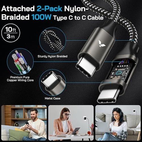 45W Super Fast Charger USB C, 45 Watt Type-C Android Phone Charger Fast Charging Block with 10FT Type C Cords for Samsung Galaxy S25 Ultra/S24 Ultra/S24+/S23 Ultra/S23+/S22 Plus/S20, Tab S9/S8 Ultra thumbnail 7
