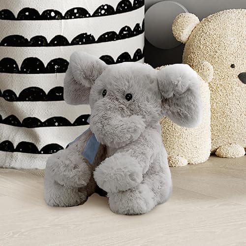11" Plush Super Soft Elephant Teddy Bear Cuddling Baby Gift Toy with Ribbon (Grey Elephant) thumbnail 9