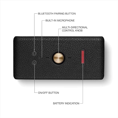 Marshall Emberton III Portable Bluetooth Speakers, Wireless, IP67 Rating Dust & Water Resistant, 32+ Hours Playtime, Quick Charge - Black & Brass thumbnail 6