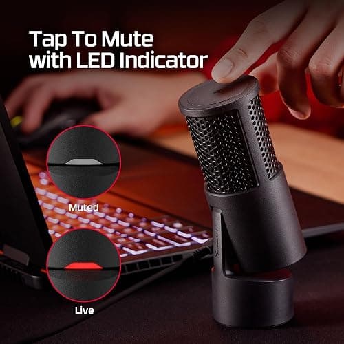 HyperX SoloCast 2 – Gaming USB Condenser Mic for PC, USB-C to USB-A, Built-in Pop Filter, Internal Shock Mount, Plug and Play, 24-bit / 96kHz, Compact Tiltable Stand – Black thumbnail 6