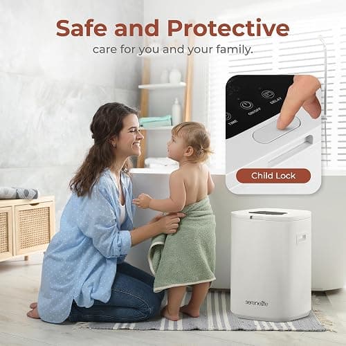 SereneLife Towel Warmer Bucket - Compact 23L Bathroom Towel Heater with Essential Oils Disc Holder, Adjustable Timer, Auto Shut-Off, Power Cord Storage & LED Display, Fits 2 Oversized Towels (White) thumbnail 5