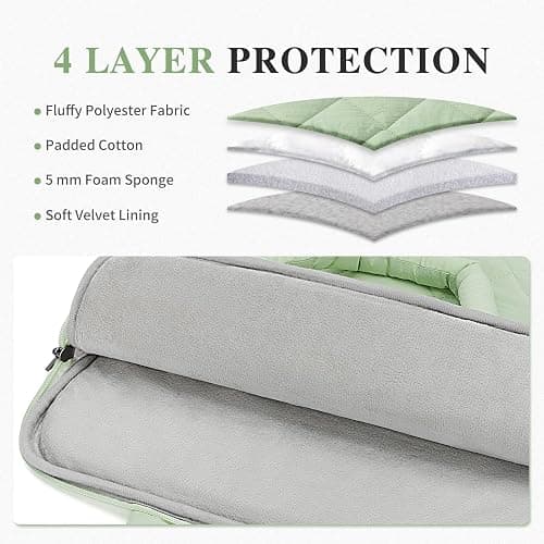 RAINYEAR Puffy Laptop Sleeve Case, 14-15 Inch Protective Padded Waterproof Lightweight Laptop Bag Briefcase for 14-15 Inch MacBook Computer Chromebook Notebook, Green thumbnail 2