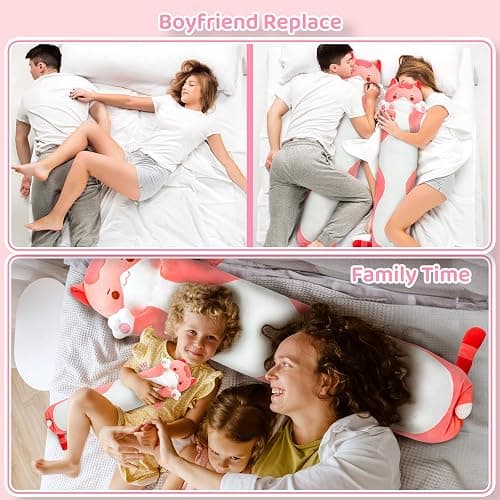 Mewaii Kids Body Pillow Pink Long Cat Plush 20 in, Extra Filling Soft Cute | Ultra-Soft Stretch Fabric, Huggable Cat Plush, For Bedtime, Sofa Back Cushion, Cute Kawaii Cat Design, Gift for Kids & Girls thumbnail 8