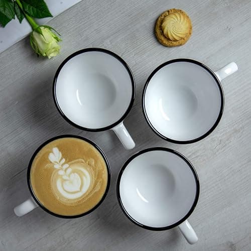 City to Cottage Handmade Ceramic Designer White And Black Polka Dot Cup, Unique Extra Large 17.5oz/500ml Pottery Cappuccino, Coffee, Tea, Soup Mug | Housewarming Gift for Tea Lovers thumbnail 5