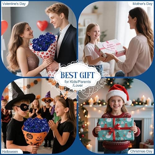 Flower Bouquet Building Block Set – 634PCS Blue Rose Flower Brick Kit for Adults & Kids, DIY Eternal Flower Gift for Valentine’s Day, Mother’s Day, Christmas, Home or Office Decoration Display thumbnail 7