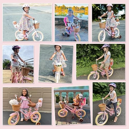 Glaf 12 14 16 20 Inch Girls Bike with Training Wheels for Kids Age 2-12 Years Old Toddler Girls Bike with Basket and Doll Seat Kids Bicycle Adjustable Seat thumbnail 2