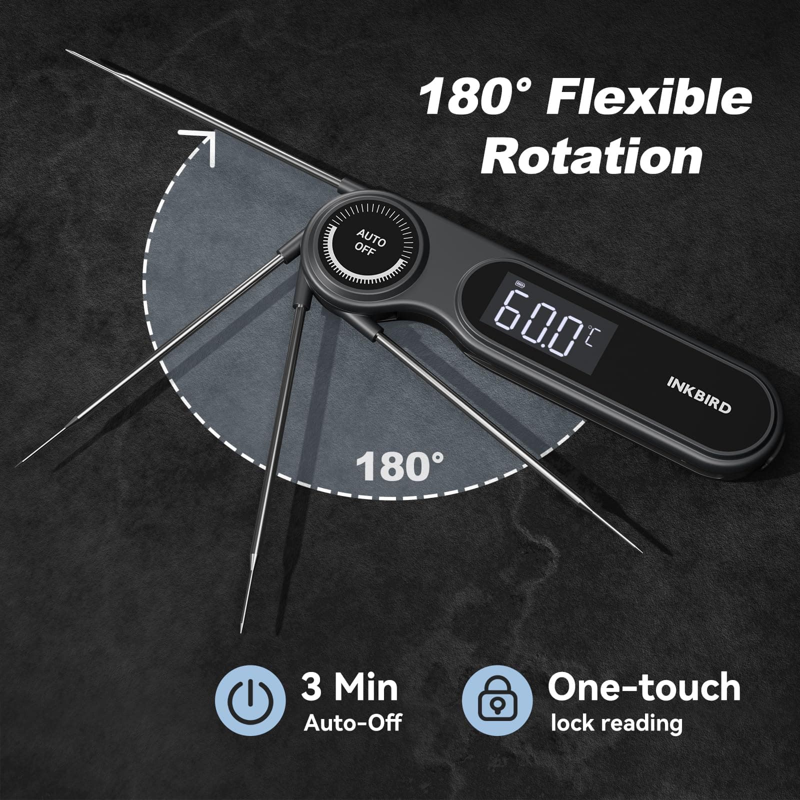 INKBIRD Instant Read Meat Thermometer IHT-21K 0.5S Fast Read BBQ Grilling | IP65 Waterproof, Rechargeable Battery, ±0.3℃ High Accuracy, Calibration, Auto-off, Outdoor Cooking, BBQ, Baking, Deep Frying thumbnail 8