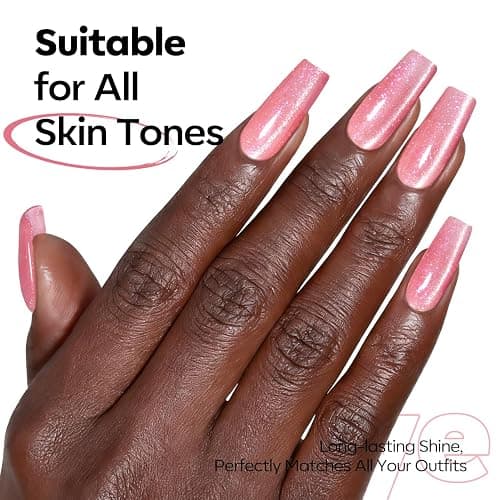 modelones Pink Cat Eye Gel Nail Polish Light Pink 9D | with Magnet Shimmer Glitter Gel Polish Soak Off Reflective Translucent Jelly Gel Nail Polish 15 ML thumbnail 4