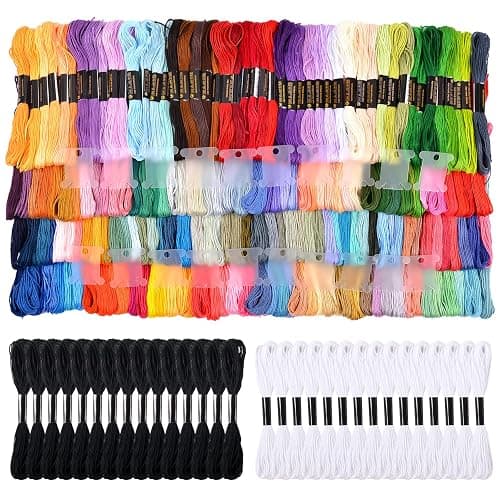 VICOVI 200 Skeins Embroidery Floss and 30 Skeins White & Black Embroidery Thread for Friendship Bracelet String Cross Stitch DIY String Art with 20 PCS Floss Bobbins thumbnail 3