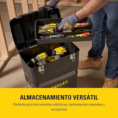 STANLEY Mobile Work Centre Toolbox, taller rodante 2 en 1 con unidades apilables y caja de herramientas extraíble, 1-93-968 thumbnail 8