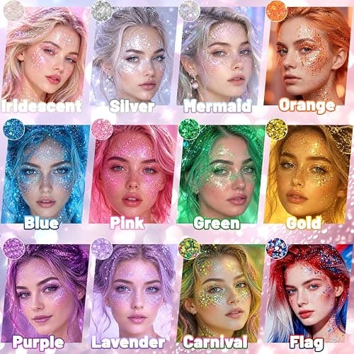 Orange Glitter Stick,Holographic Body & Face Glitter,Hair Glitter for Kids | Hair Accessories for Women,Rave Outfits for Women,Sparkling Hair Glitter for Halloween Party Carnivals. thumbnail 3