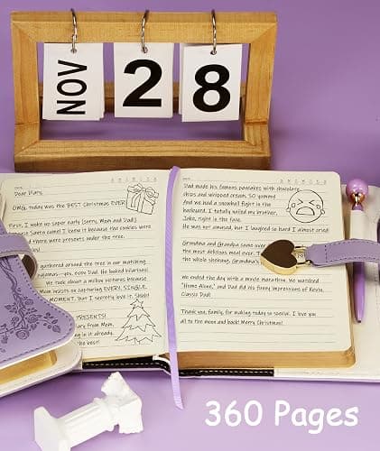 Hoci Poci Diary with Lock and Keys for Girls Gift Ideas, 360 Pages Journal | Elegant Gift Box for Teen Girls, B6 Gold Edged Pages Refillable Notebook with Pen and Bookmark for Writing, Garden Purple thumbnail 7