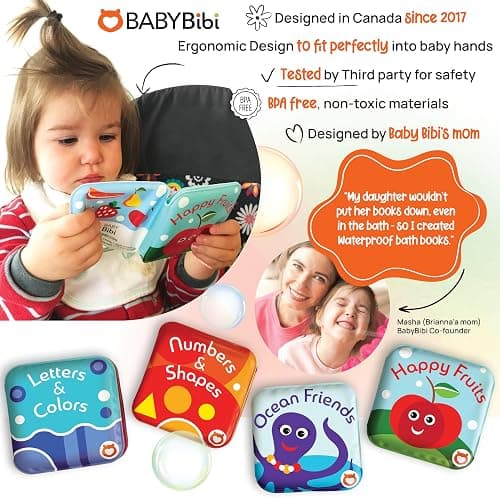 Floating Baby Bath Books Set of 4 - Bath Books for Babies, Infants - Waterproof, Mold-Free Bath Toys for Learning & Early Education (Fruit, Ocean, ABC, Numbers Books) thumbnail 6
