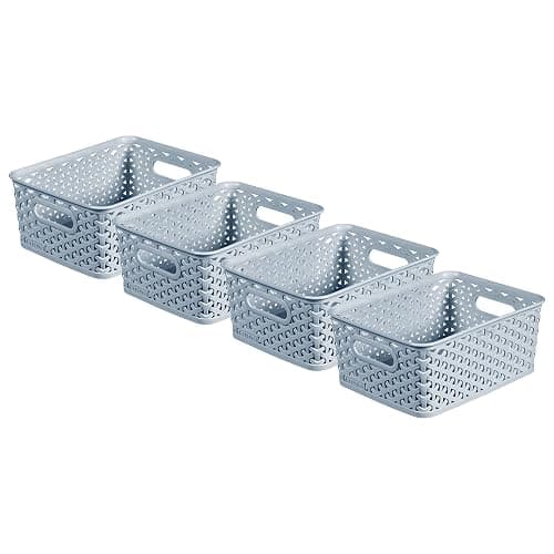 Curver My Style Small Rectangular Storage Basket 4L - Blue (Pack of 4) - Image 1