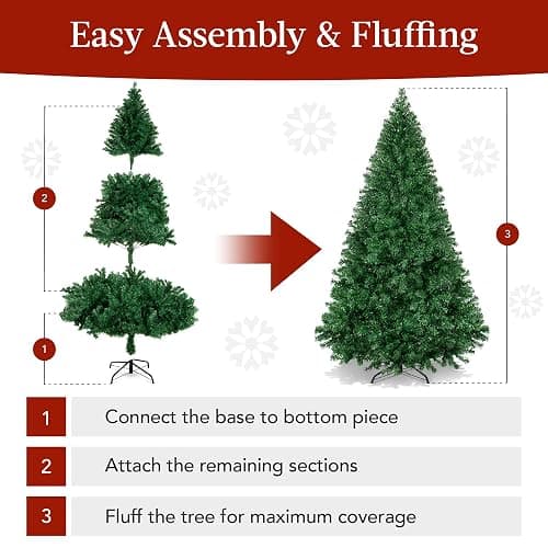 Best Choice Products Artificial Christmas Tree, 6ft Premium Unlit Hinged Design, Dense Branches Realistic Holiday Décor​ w/Easy Assembly, Base thumbnail 7