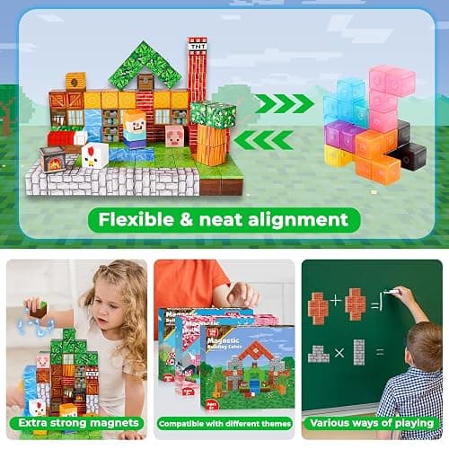 Goody King Magnetic Blocks |100PCS Magnetic Building Cube Game, Constructions Toys for Boys & Girls Age 3-4, 5 6 7 8 9 10, STEM Montessori Stacking Toy, Sensory Tiles Building Birthday for Toddlers thumbnail 5