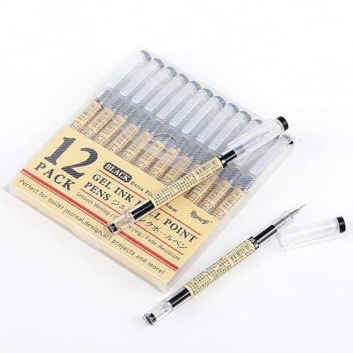 RIANCY Japanese Style Black Gel Ink Pens, 0.35mm Extra Fine Point, No Smudge Quick Drying, Japanese Ink Pen for Journal Planners, Thin Notebook Paper, Office School Supplies, 12 Pack, Writing Drawing thumbnail 7
