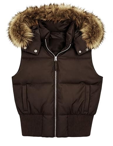 Silly Turtle Puffer Vest Women Faux Fur Hooded Fall Winter Coat Jacket | Sleeveless Vest, Detachable Faux-Fur Hood, Zip-Up, Side Pockets, Ribbed Hem, Slim Fit, Cropped, Y2K. thumbnail 4