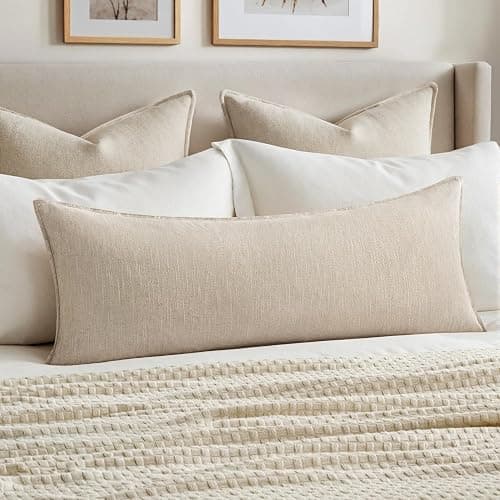 MIULEE Decorative Long Lumbar Throw Pillow Cover for Bed 14x36 Natural Beige Boho Farmhouse Neutral Couch Pillowcase Pack of 1 Accent Modern Sofa Cushion Livingroom Home Decor (Covers Only) - Image 1