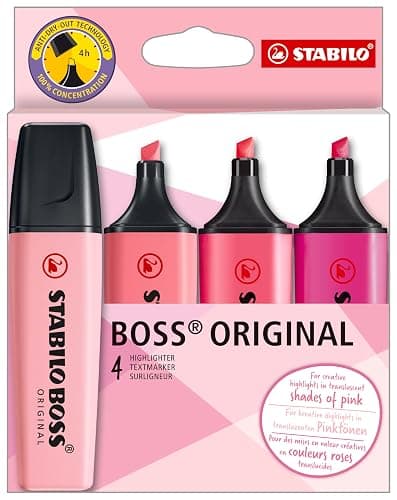 STABILO Boss Original Highlighters Shades of Pink Pack of 4 - Image 1