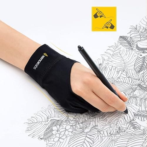 XENCELABS Drawing Glove, Breathable Artist Glove for Drawing Tablet, Two Fingers for Left Right Hand Black Size S thumbnail 6