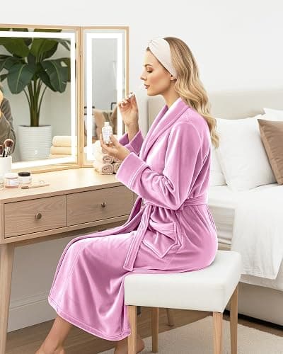 NY Threads Premium Womens Robe, Plush Fleece Long Bath Robe for Women, Fluffy Soft Women's Bathrobe thumbnail 6