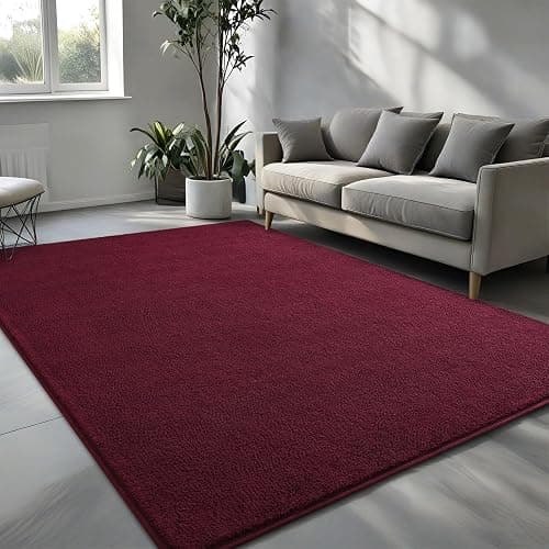 Pettop 4x6 ft Burgundy Red Area Rugs for Bedroom Living Room, Washable Memory Foam Indoor Carpet, Modern Aesthetic Minimalist Non Slip Soft Comfy Carpet for Boys Girls Dorm Home Decor thumbnail 2