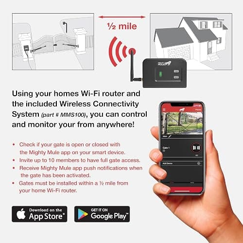 Mighty Mule MM371W Automatic Gate Opener Kit, Includes Remote and Connectivity for Smartphone Control, Compatible with 16ft 550lb Gates thumbnail 3