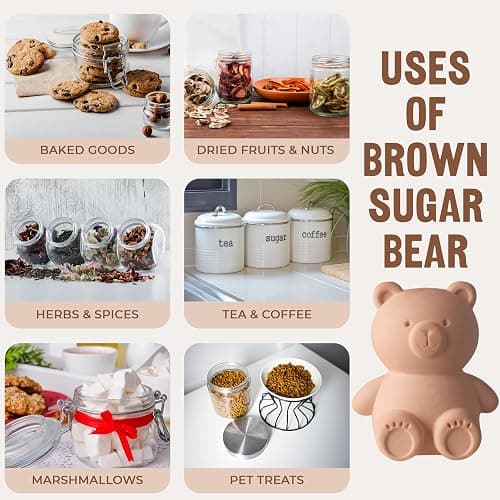 Sifri Art Brown Sugar Keeper 3D – Terracotta Clay Bear Softener, Unique Moisture Holder for Baking Essentials Like Cookies, Marshmallows, Herbs – Cute Kitchen Storage and Freshness Saver thumbnail 4