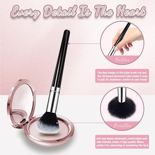 Makeup Brush Set, Premium Synthetic 14 Pcs Makeup Brushes, Travel Makeup Brush Set for Foundation, Concealer, Blush and Eyeshadow Brush(Black) thumbnail 5