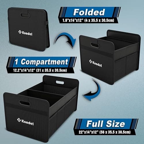 K KNODEL Car Trunk Organizer, Foldable Organizer for Car, Automotive Consoles & Organizers, Storage with Reinforced Handles (Medium, Black) thumbnail 4