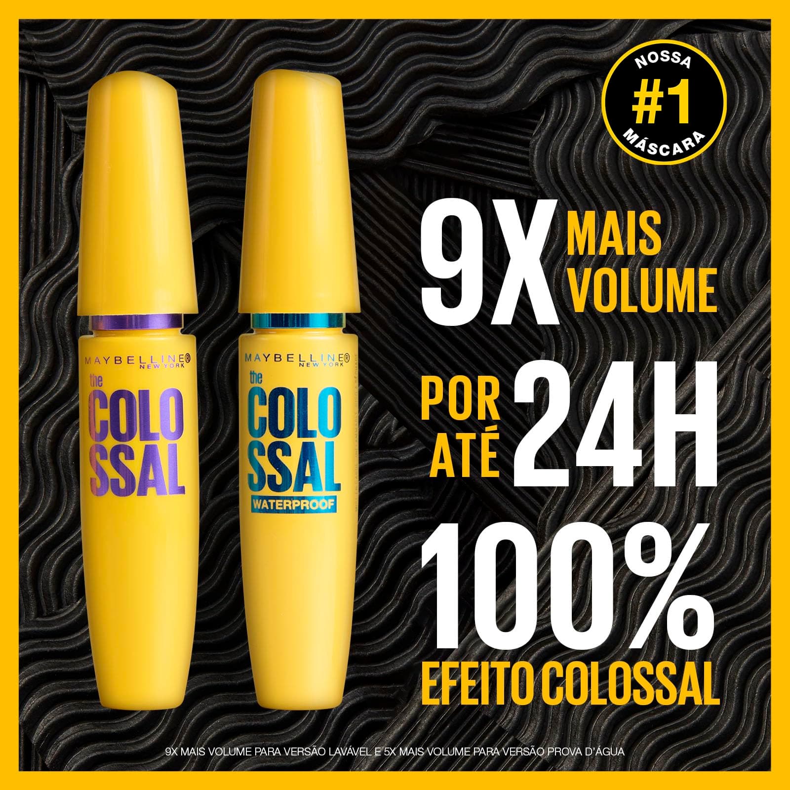 Maybelline NY The Colossal Volum' Express, Máscara de Cílios À Prova d'Água, 9x mais Volume por até 24h, Fórmula de Colágeno e Definição Intensa, Não Empelota, Cor Preto, 8ml thumbnail 4