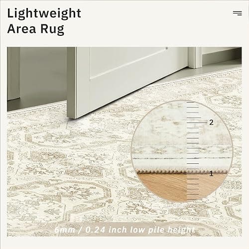 Soalmost 8x10 Area Rugs, Washable Rugs, Large Stain Resistant Beige Area Rug for Living Room Bedroom Dining Room, Vintage Farmhouse Rug thumbnail 7