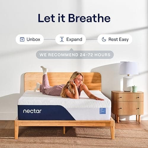 Nectar 12” Memory Foam Mattress, Twin, Firm Feel, 1-Year Trial | Contouring Memory Foam, Cooling Top Layer, Back Pain & Pressure Relief, Mattress in a Box, 365-Night Trial & Forever Warranty thumbnail 6