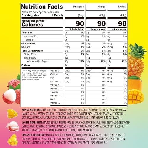 Amos Peelerz Assorted Peelable Gummy Variety Pack – Mango, Lychee & Pineapple | 24 Individually Wrapped Packs (608g) | Fun, Chewy, Shareable Treat thumbnail 2