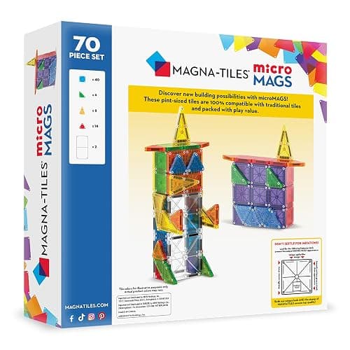 MAGNA-TILES microMAGS 70-Piece Deluxe Magnetic Construction Set, The Original Magnetic Building Brand thumbnail 4