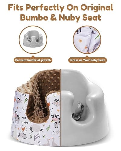 BOMOLOUR Seat Cover Compatible with Bumbo and Nuby Seat, Removable Breathable Baby Floor Seat Cover for Boys and Girls, Seat Not Included (Brown Farm) thumbnail 6