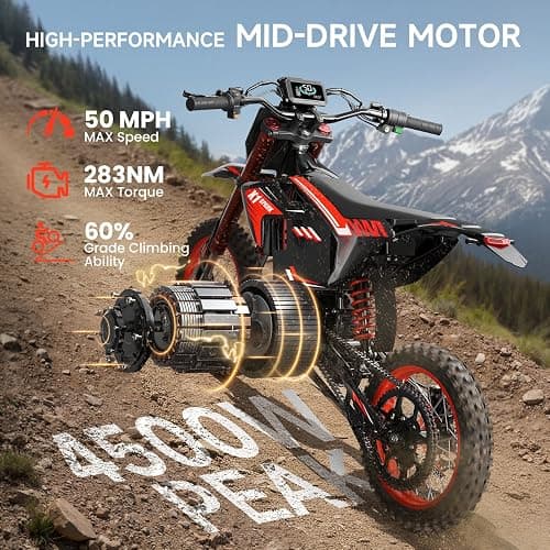QRONGE X1 Spark Electric Dirt Bike, Electric-Bike with 60V 28.8Ah Battery, 4500 Peak Motor, 50MPH, Electric Motorcycle for Mountain Off-Road Adults Teens(M) thumbnail 2