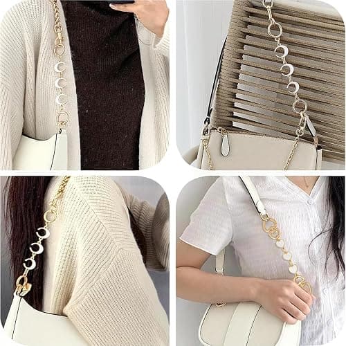 2Pcs Bag Extender Chain Heart Moon Purse Strap Extenders for Handbags Purse Extender Chain Gold Chain Purse Strap Replacement White Purse Accessories Bag Charms for Handbags Purse Making Supplies thumbnail 4