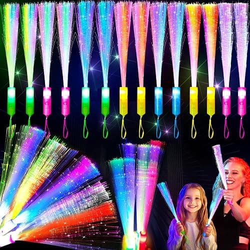 TURNMEON 30 Pcs Colorful Glow Fiber Wands,Toys Glow Sticks Bulk Party Pack for Adults,Glow in the Dark Party Supplies for Patriotic,football ,Wedding, Birthday,Classroom,Concert,Pool carnival - Image 1