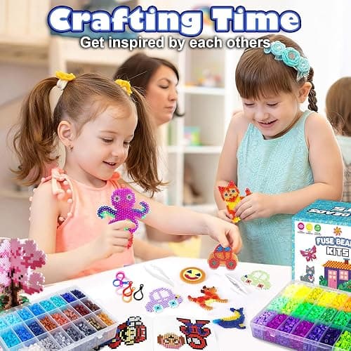 FUNZBO 15000+ 5mm Fuse Beads Kit - 72 Colors | 66 Patterns, Christmas Arts and Crafts for Kids, Art Decorations for Room, Christmas Toys Gifts for Girls, Boys and Teens Age 5+ Years Old thumbnail 2