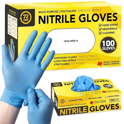 72HRS Blue Nitrile Gloves, Disposable Gloves-4mil, Rubber/Latex Free, Gants Jetables, Gants Nitrile for Food Prep & Cleaning - Image 1