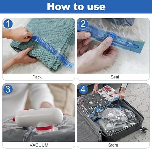 VMstr Vacuum Seal Bags for Clothing Travel, Vacuum Storage Bags with USB Electric Pump, Compression Space Saver for Luggage Suitcase 18 Combo Bags + USB Pump thumbnail 8