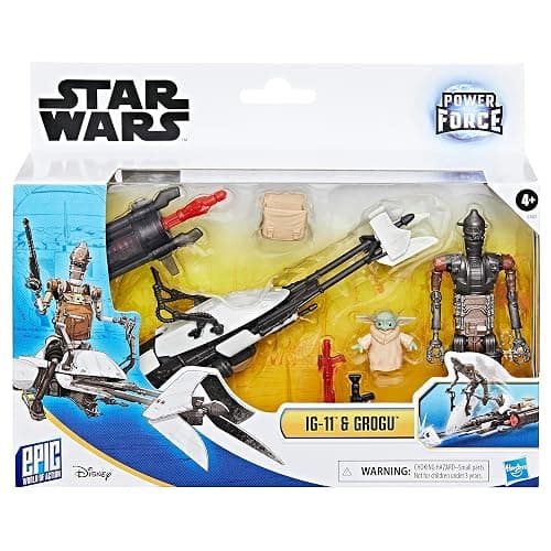 STAR WARS Epic World of Action IG-11 & Grogu Speeder Bike, 4-Inch Scale Action Figures & Vehicle, Toys for Boys & Girls Ages 4+ thumbnail 2