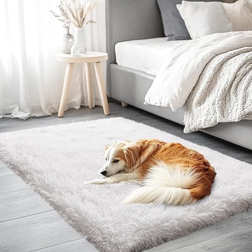 AAFKK 2x3 Area Rug for Bedroom, Small White Rugs for Living Room Nursery Kids Room Dorm Home Decor Aesthetic, Fluffy Shaggy Rug with 4 Anti-Slip Carpet Tapes thumbnail 8